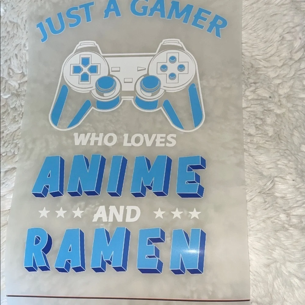 Blue and White Gamer T-shirt transfer NWT